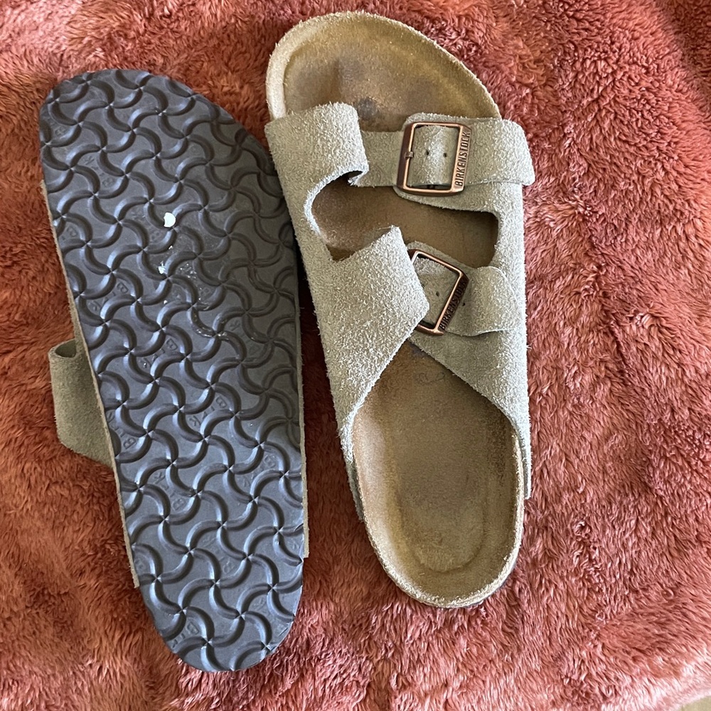 Birkenstock Taupe Suede Slip-On Sandals - Picture 2 of 3